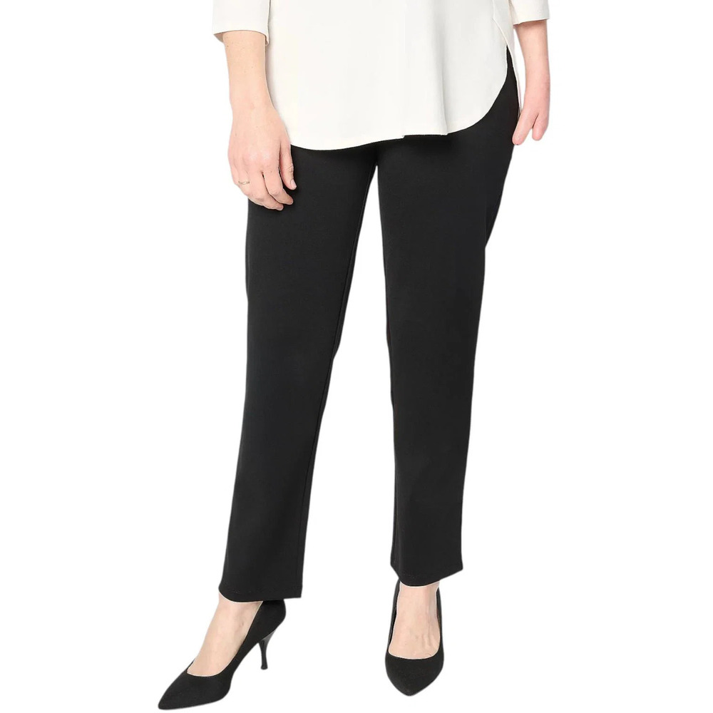 Susan Graver Women's Cotton Ponte Straight Leg Pant Black - Petite